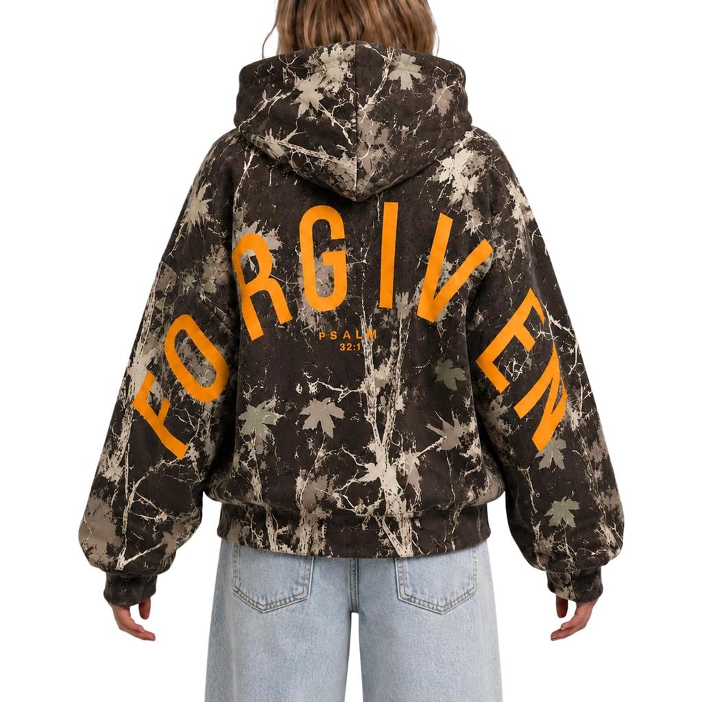 Unisex Letter Camouflage Print Hoodie - Winter Long Sleeve Pullover