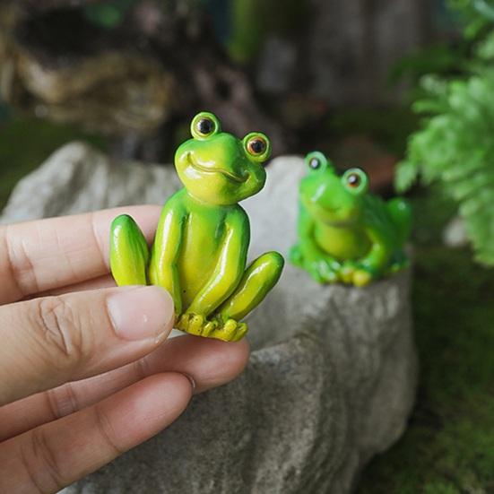 Hage Miniatyr Frosk Statue Innendørs Utendørs Sittende Frosk Figur Harpiks Tegneserie Dyr Skulptur Blomsterpotte Mikrolandskap Dekorasjon Ornament