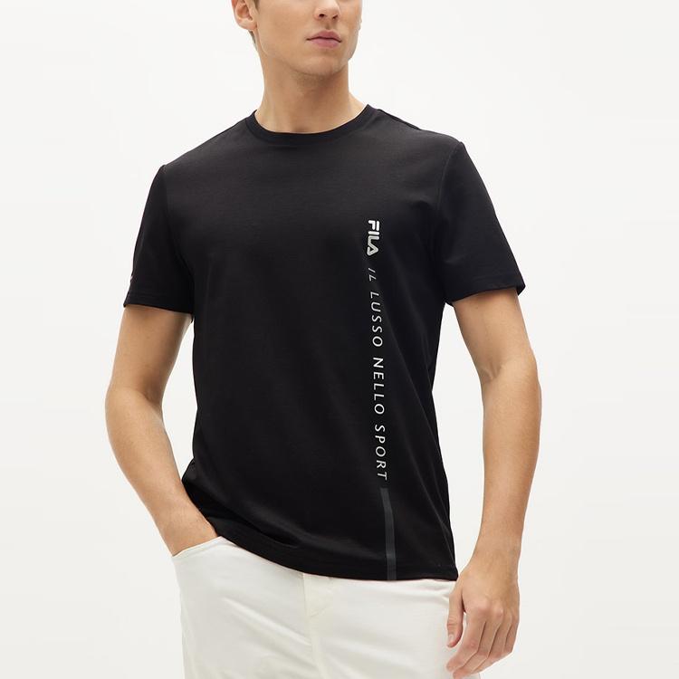 FILA Letter Logo Loose Crewneck Short Sleeve Men's Black F11M132158F-BK