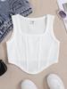 Zomerse Visgraat Taille-Ingeknepen Cropped Top voor Meisjes, Vierk Nek Slank Mouwloos Vest
