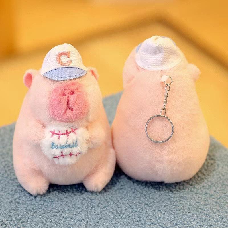 

Cute Kapibala Plush Pendant Capybara Doll Pink Bubble Doll Bag Keychain Unzipping Toy ordinary bead chain