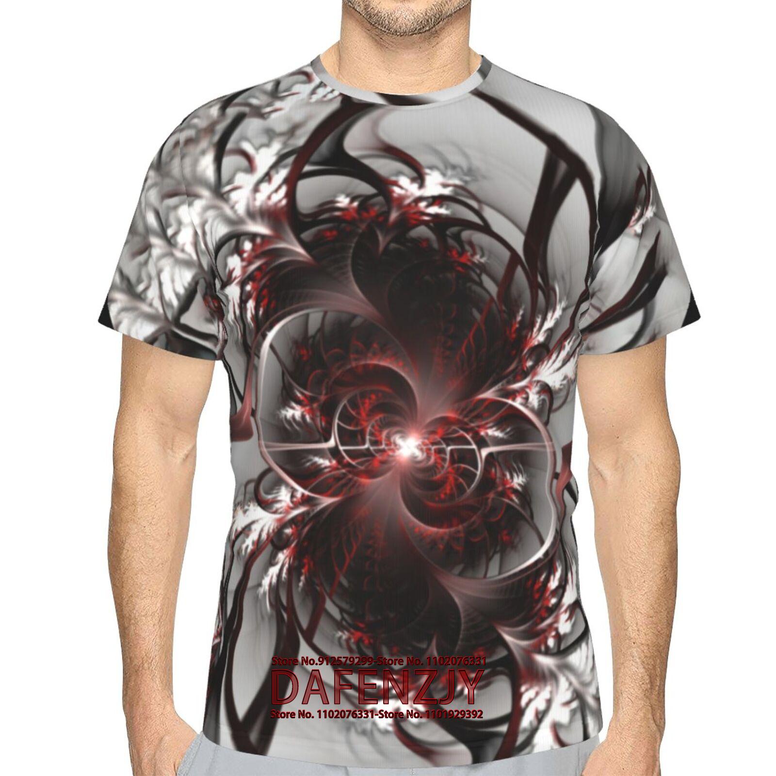 

Мужские футболки с короткими рукавами с 3D-абстрактным принтом, летняя уличная мода, футболки для мужчин, повседневные футболки, свободная одежда S красный