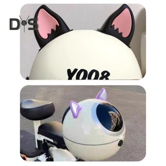 1 Pair Motorcycle Helmet Cat Ear Decoration Adhesive Scooter Cycling Bicycle Motorbike Skateboarding Helmet Decorative Ear Helmet Accessories