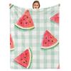 Gingham Orange Citrus Slice Anime Cartoon Flannel Blanket Soft Warm Throw for Bedroom Sofa Car Kids Holiday Gift
