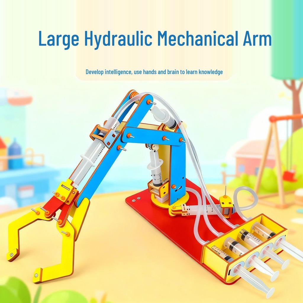 Wooden Hydraulic Arm Kit: Educational Physics Experiment for Kids