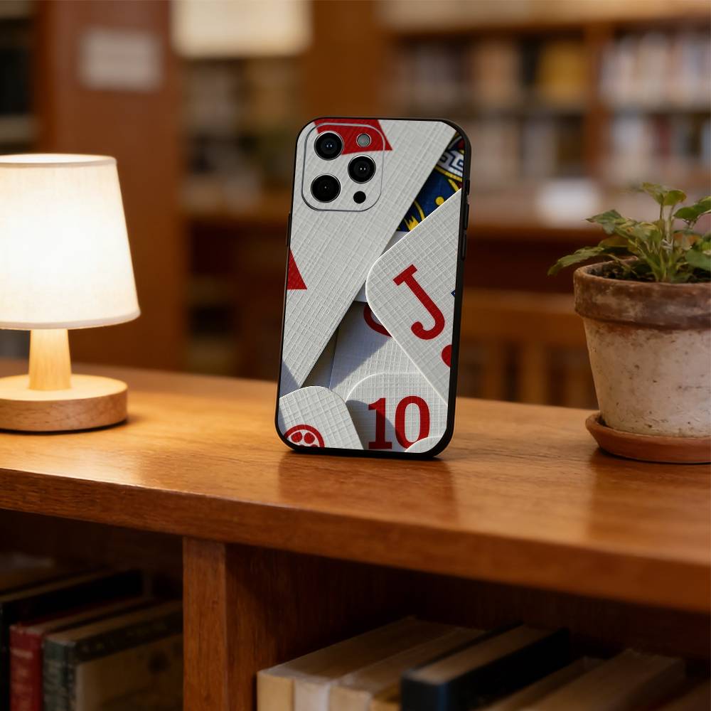 Poker Phone Case For iPhone 17, 16,15,14,13,12,11 Plus,Pro Max, Others Soft Black Cover