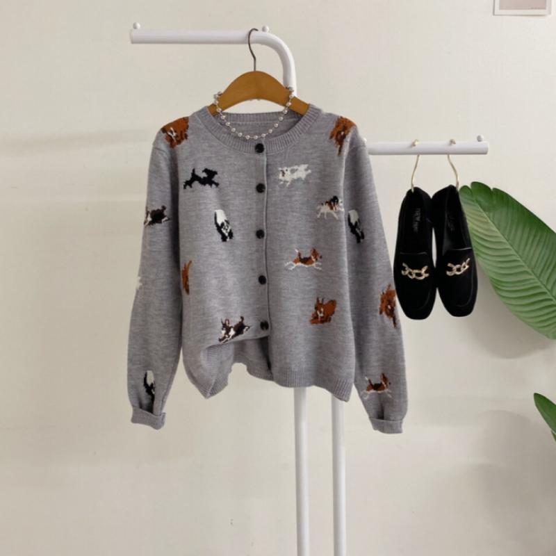 Honey J Women Animal Head Basic Fit Knit Cardigan 2 Color