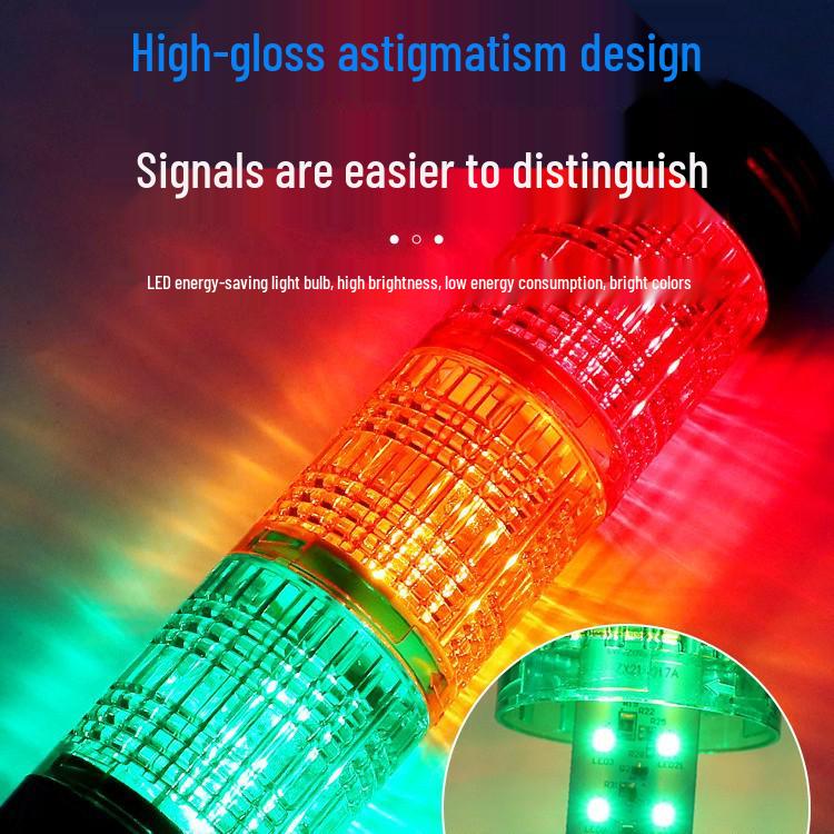 24V LED Multi-Layer Warning Light: Three-Color Indicator & Audible Alarm for Machine Tools