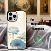 E-Emerald W-White Lotus Phone Case For iPhone17,16,15,14,13,12,11 Plus,Pro Max Magnetic For Magsafe Wireless Charging