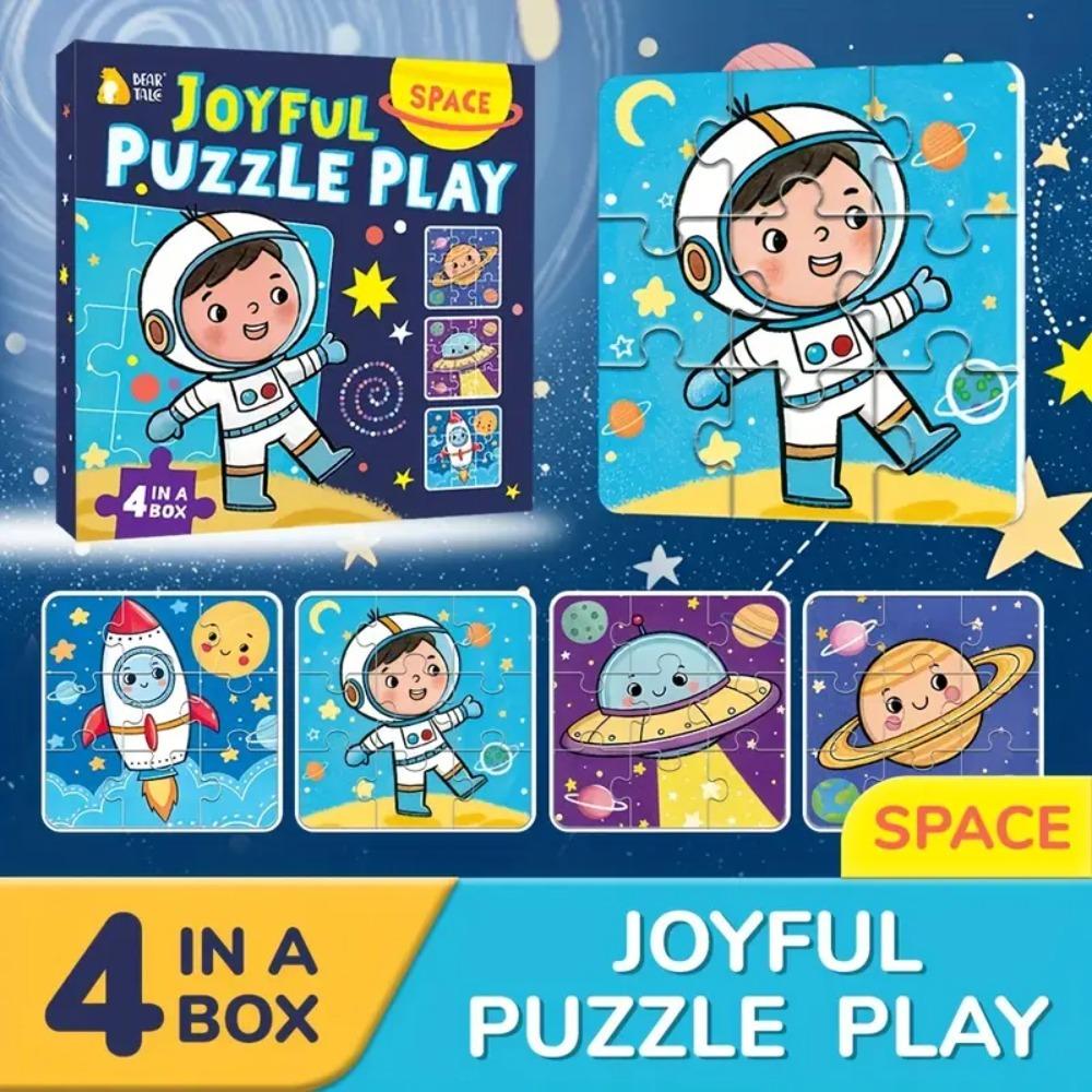 4-in-1 Christmas Jigsaw Puzzle for Kids Santa Claus Snowman Christmas Tree Elk Toddlers Stocking Stuffers Toys Xmas Party Favors