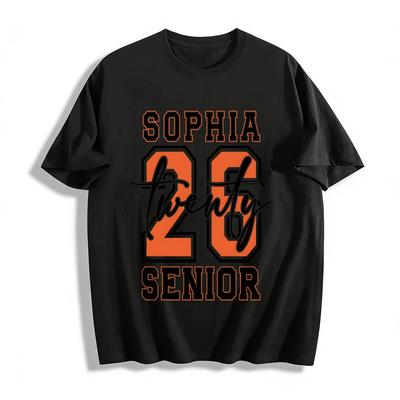 Senior 2026 Sophia Custom Graduation Print Casual Tee Pure Cotton T-shirt