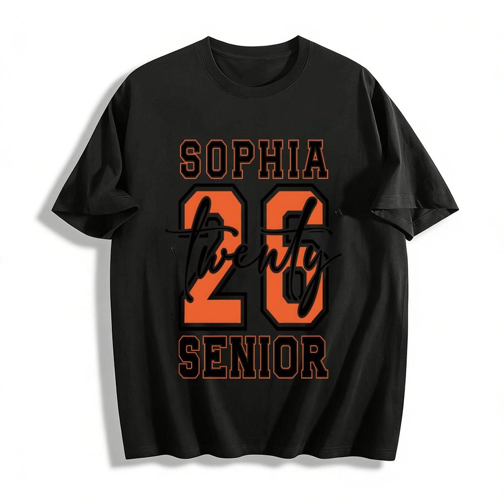 Senior 2026 Sophia Custom Graduation Print Casual Tee Pure cotton T-shirt XXS