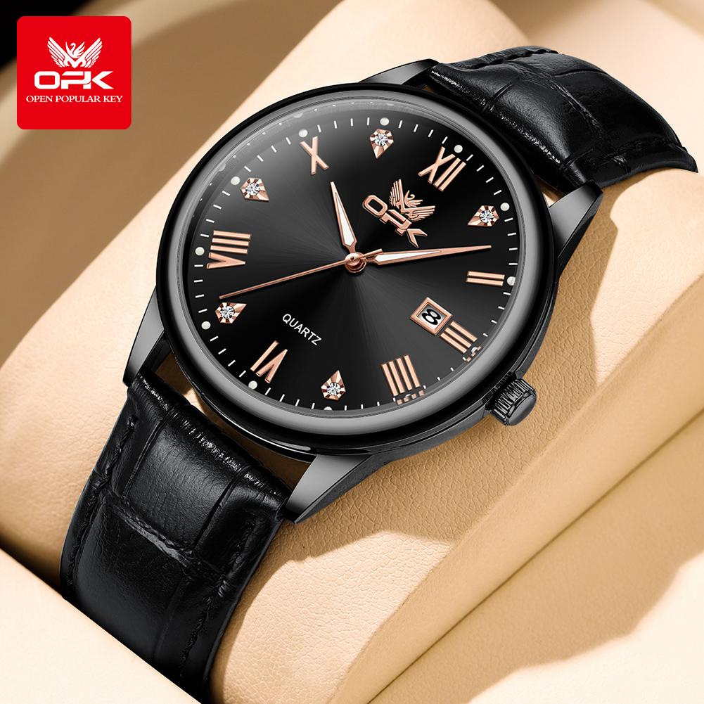 OPK Brand Men's Watch Strap Quartz Watch Waterproof Calendar 6025