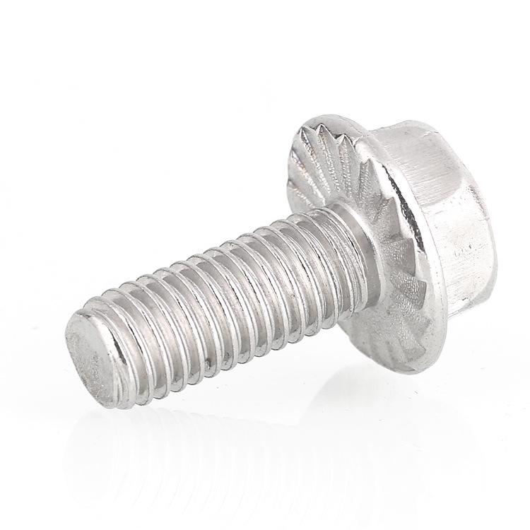 304 Stainless Steel Phillips Flange Screw with Hexagon Recessed Head and Washer Teeth.