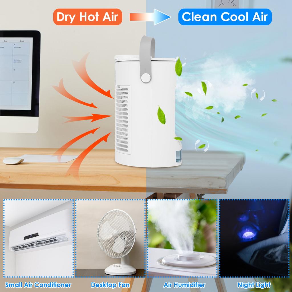 Ventilador de Ar Condicionado Evaporativo Portátil 3 Velocidades Spray Resfriador de Ar Pessoal com Névoa Fria Ventilador de Mesa Para Casa Escritório Quarto