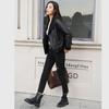 Autumn and Winter New Women's Leather Short Jacket PU Imitation Lamb Velvet Leather Jacket with Lapel
