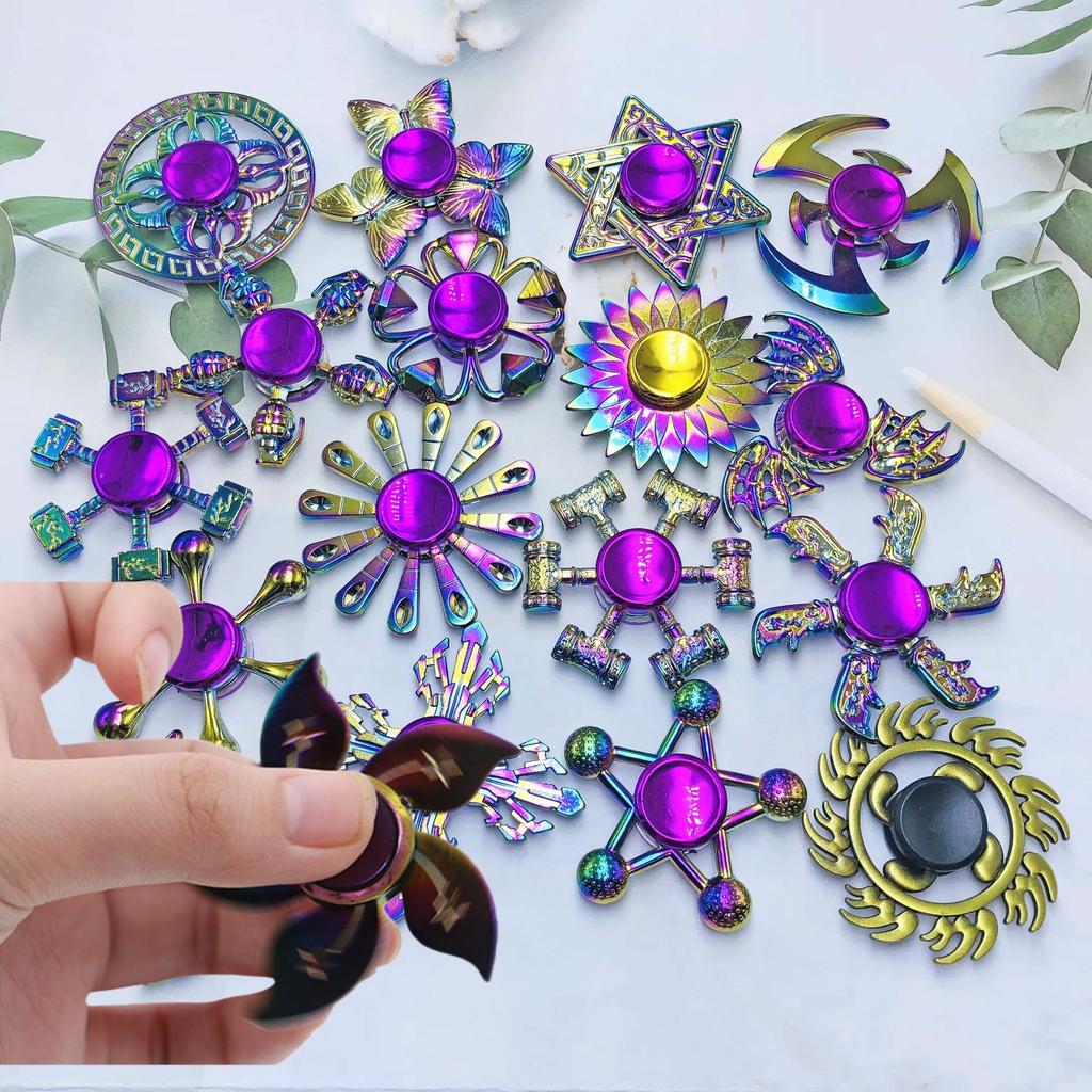 Nuevo Spinner Fidget de Color Gradiente Arcoíris Metálico Rodamiento Silencioso R188 Gyro EDC para Mano Punta del Dedo Anti-Ansiedad Divertido Juguetes para Niños Adultos