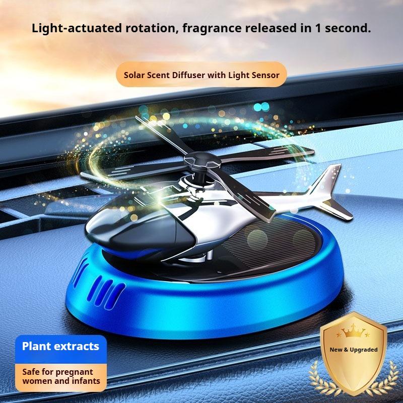 Car Solar Powered Rotating Aircraft Perfume Automatic Rotating Air Purifier Propeller Rotary Perfume Diffuser Car Ornament