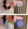 Orecchini con nappe a forma di fiore in maglia di cristallo, orecchini esagerati, temperamento minimalista, orecchini con nappe lunghe