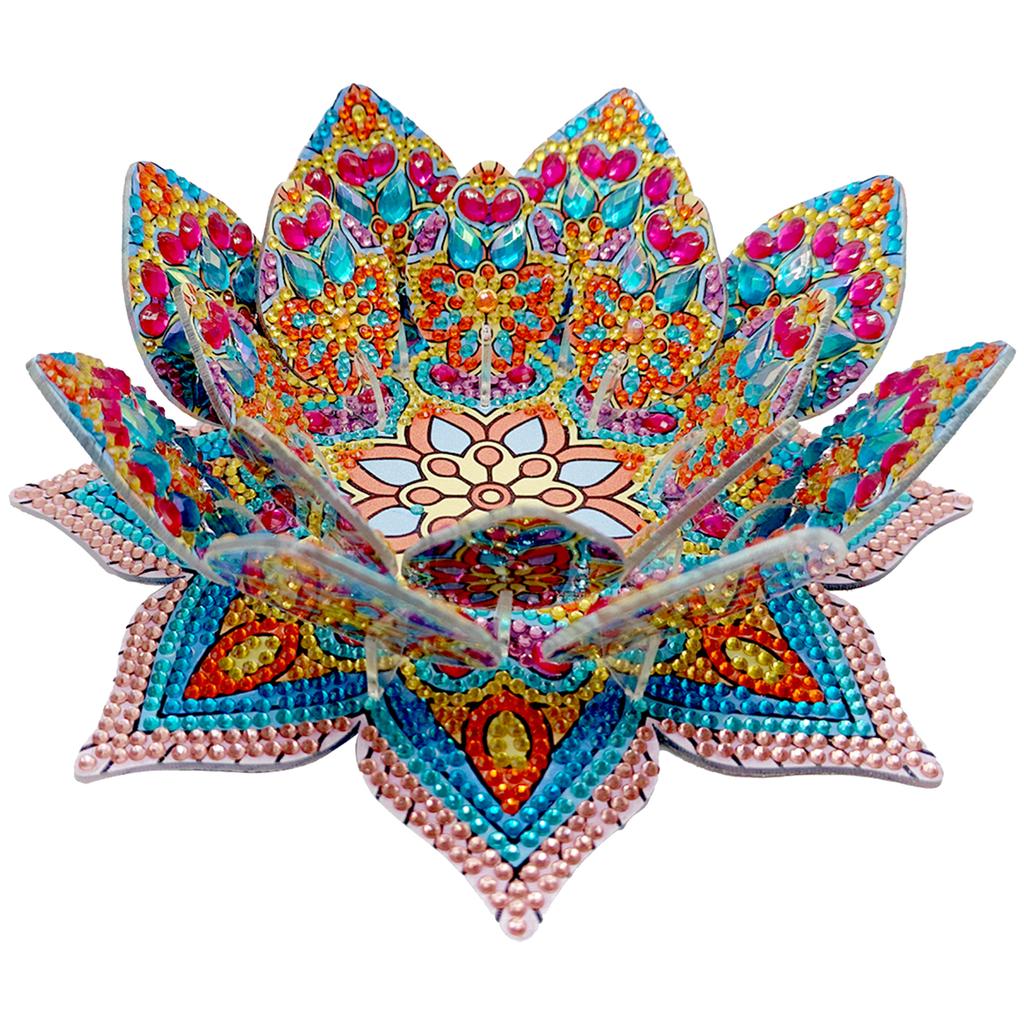 Lotus Candlestick DIY Diamond Art Desk Ornaments Diamond Painting Table Ornaments for Adult Beginner Home Office Decor