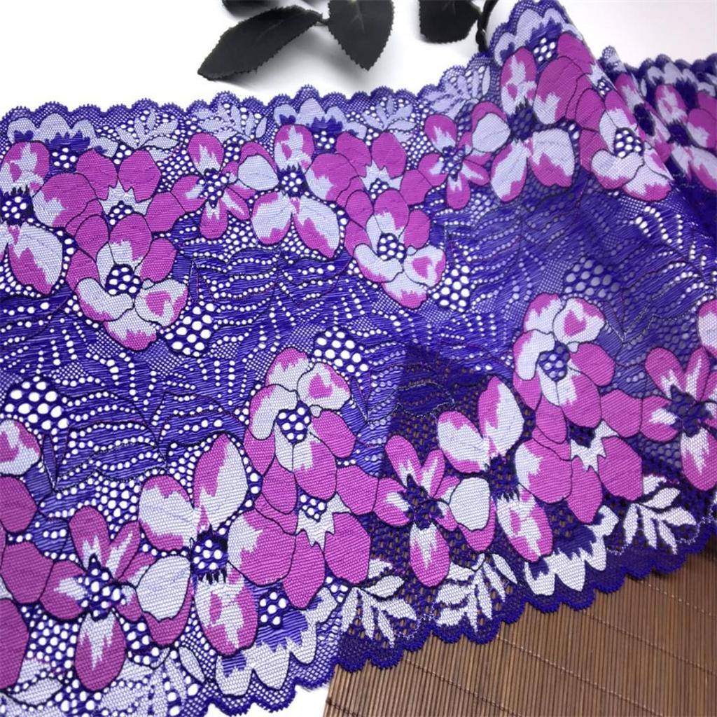 23cm wide Stretch Lace, Multicolor floral Elastic Spandex Lace for Lingerie, Bra, Underwear, Sewing & Crafting