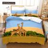 Deer Duvet Cover Set King Polyester Bedding Set For Kid Children Gift Bedding Set 3D Animal Giraffe Purple Theme Comforter Cover