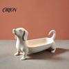 Unique Home Decoration Dachshund Jewelry Tray, Decorative Storage Organizer for Rings Earrings And Keys, Animal Trinket Dish Cute Resin Figurine