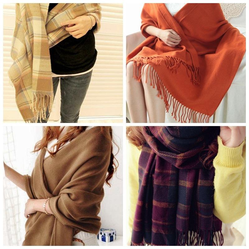 Autumn and winter warm imitation cashmere fringed student new plaid scarf women's winter shawl