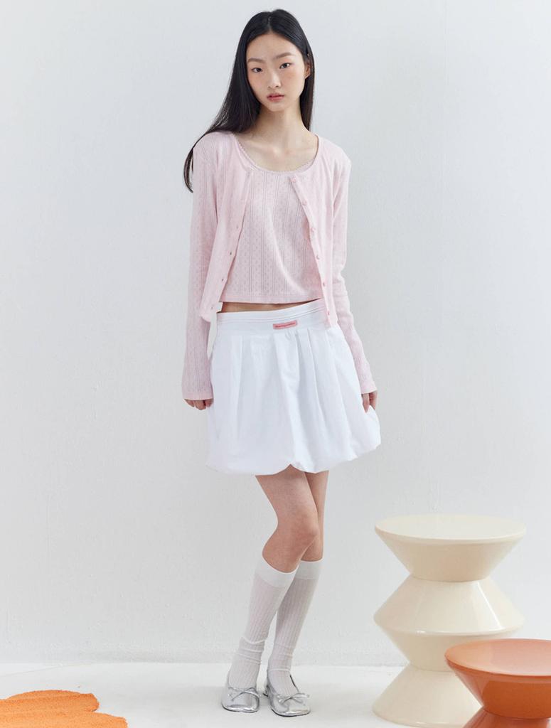 Opening Sunshine Pintuck Balloon Mini Skirt White