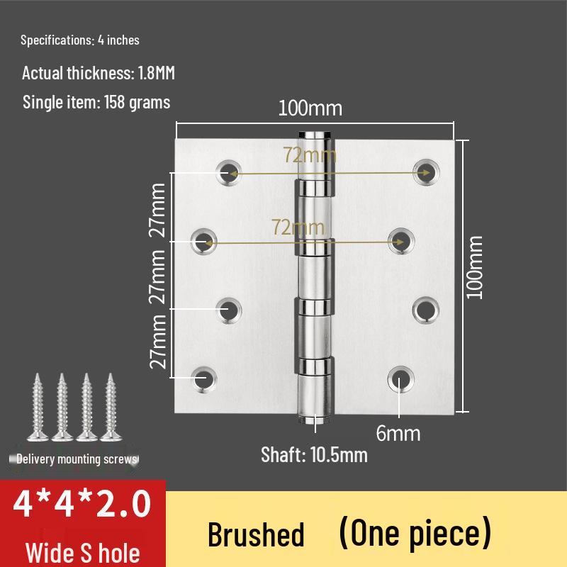304 Stainless Steel American-Style Widened Hinge for Wood, Metal, and Fire Doors