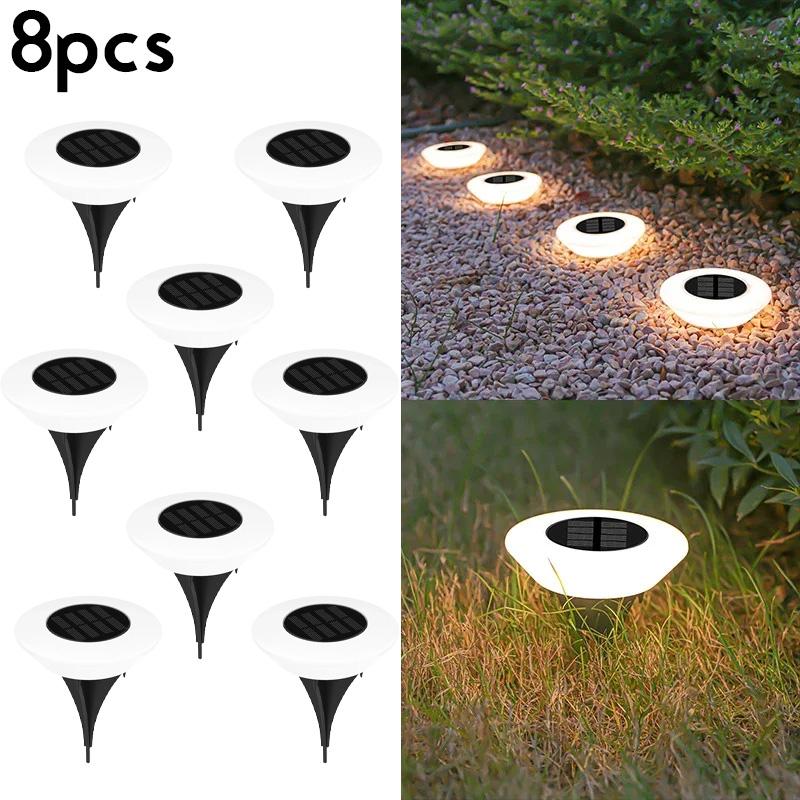 LED Solar Outdoor Lights Waterproof Atmosphere Ground Light Garden Decoration Fence Stake Lawn Lamp Porch Walkway Decor 1~ 8Pcs
