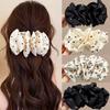 New Elegant Print Banana Clip Bow Hair Clips For Women Girls Back Head Ponytail Holder Hairpin Headwear Fashion Hair Accessories