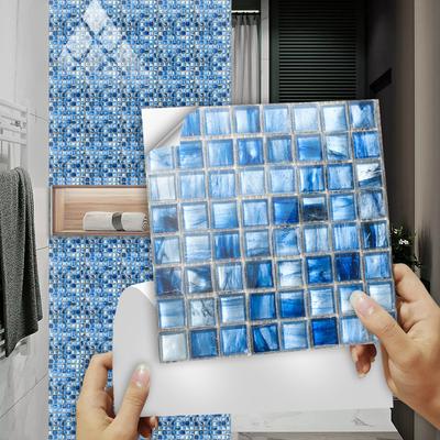 10 pezzi di marmo blu mosaico adesivo per piastrelle cucina backsplash bagno a prova di olio impermeabile decorazioni per la casa parete Peel Stick arte murale