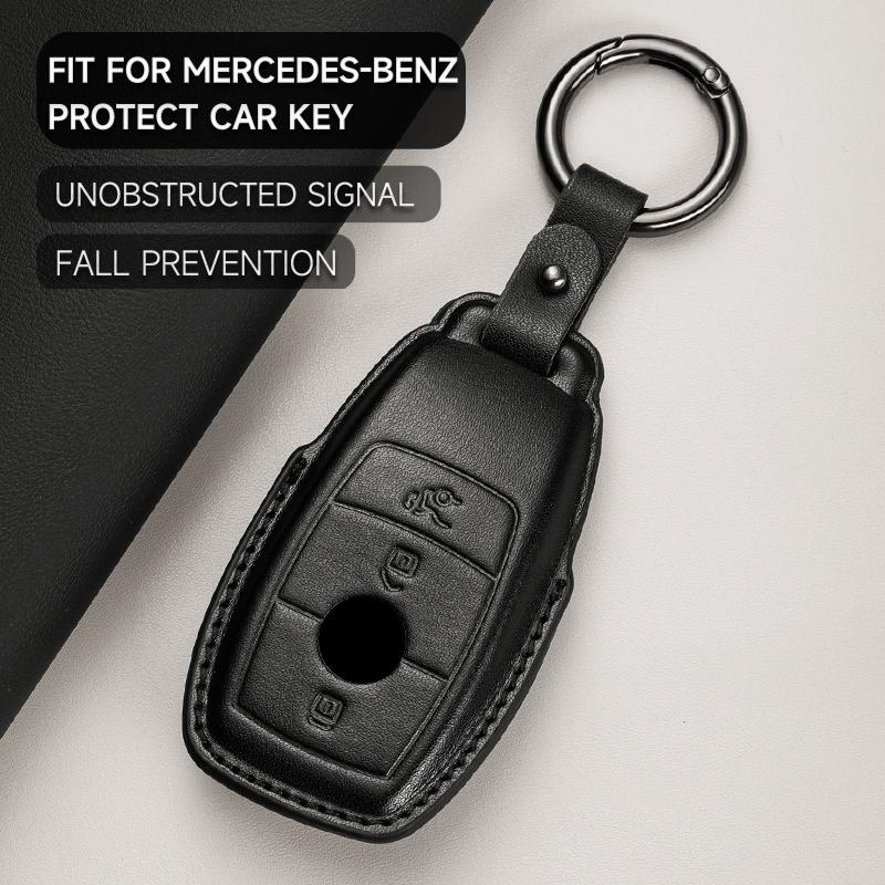 Leather Car Key Cover Case Protection Shell for Mercedes Benz A B C E S G Class GLB GLC GLE GLS W177 W213 W222 G63 E300 E200 AMG