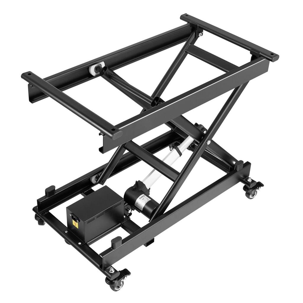 71 Cm Electric Lift Table Single Scissor Lifting Platform 150 Kg 4 Wheels