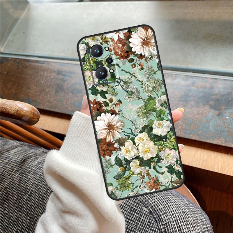 Midnight Floral Case For Realme 11 12 13 14 Pro Plus C53 C55 C51 C25 C63 C61 C65 C67 C71 C75 GT6 GT7 15 Pro
