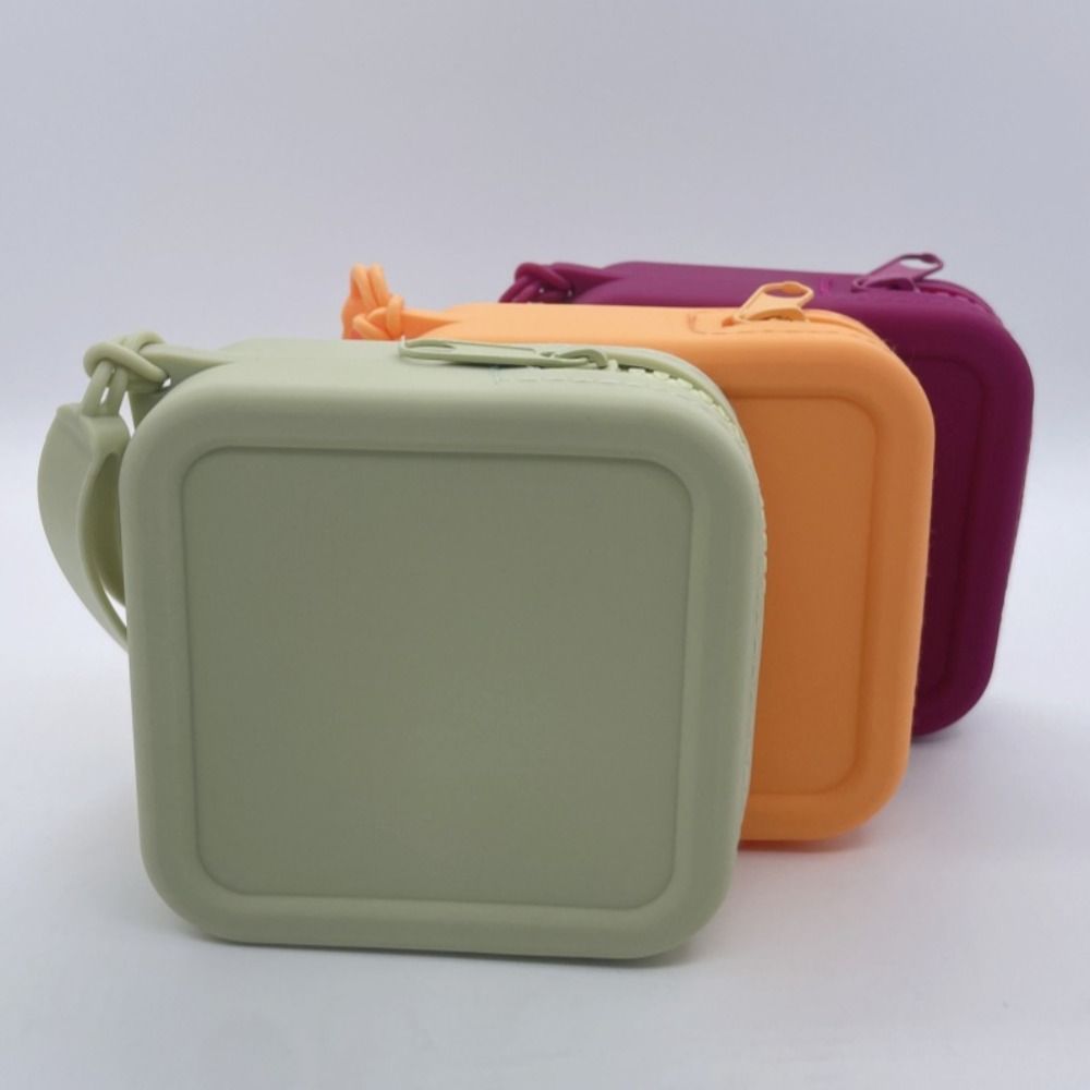 INS Silicone Square Coin Purse Solid Color Earphone Storage Bag Small Item Bag  Gift