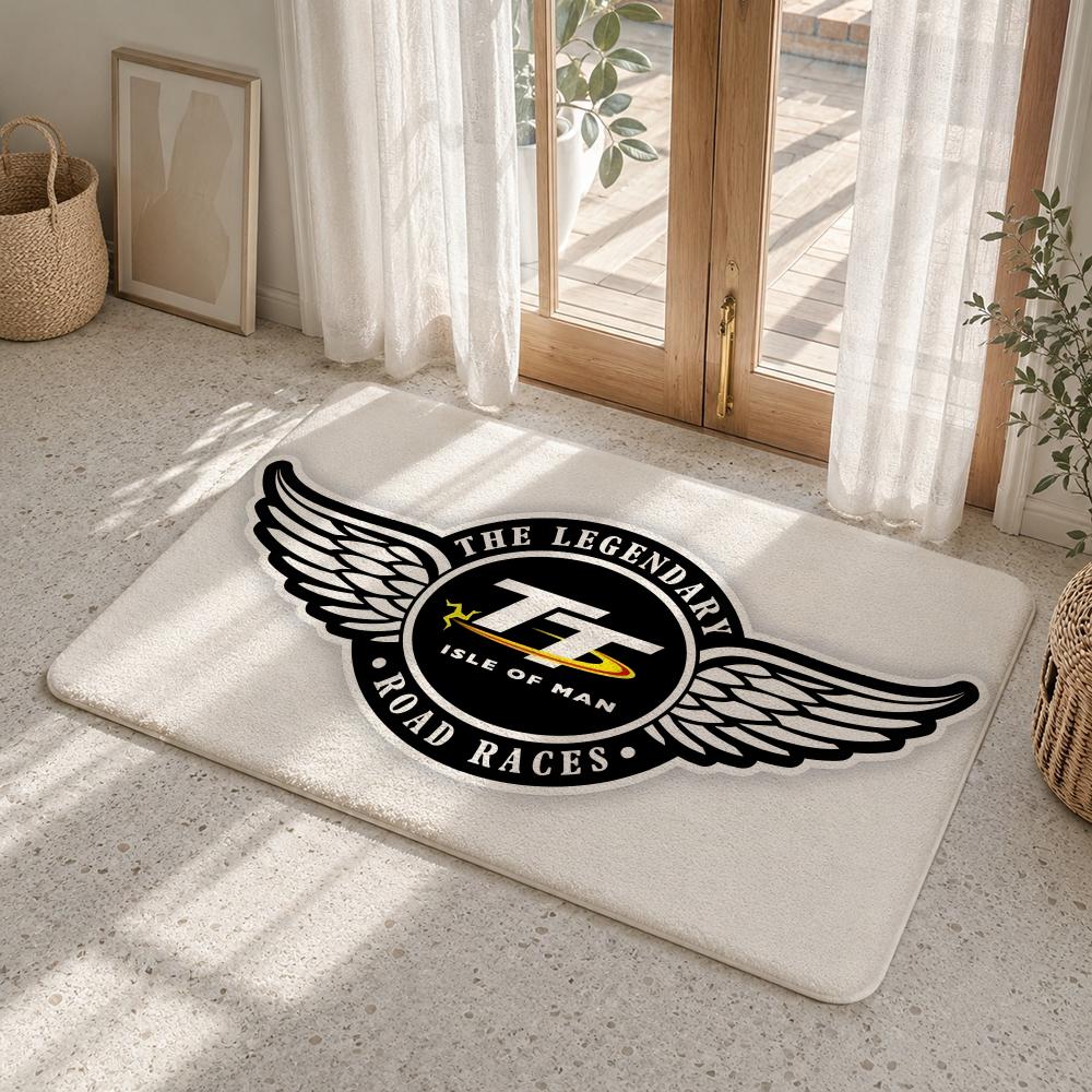 I-Isle Of Man T-TT Floor Mat Flannel Rug Non Slip Absorbent Soft Washable For Entryway Hallway Bathroom Kitchen Decor