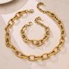 18K Gold-Plated Hip Hop Chain Necklace & Bracelet Set - European & American Style, Stainless Steel, Simple Luxury