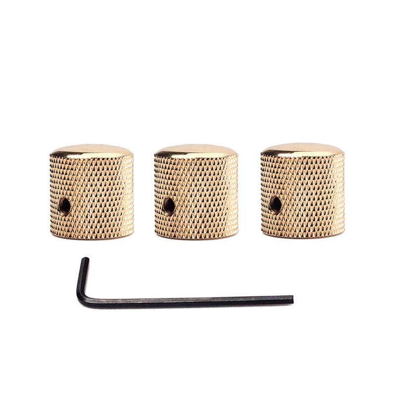 3 Pcs Electric Guitar Bass Effect Knob Volume Tone Control Knob Potentiometer Cap Metal Dome Knobs Replacement Parts