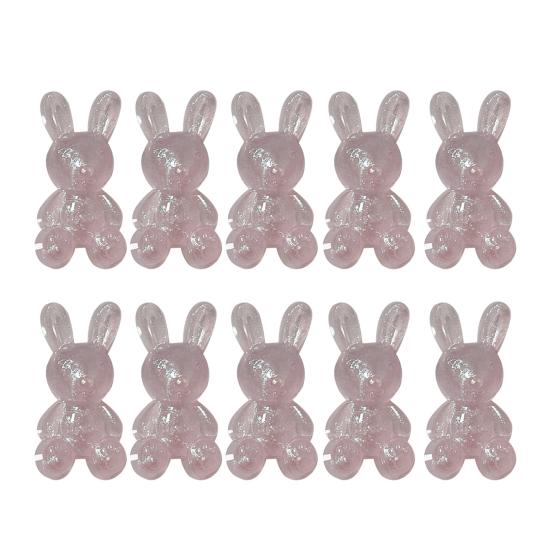 10 st Glittrig Akryl Kaninberlock Mini Påsk Sittande Kanin Dekoration 3D Djurfigur DIY Hantverk Handgjorda Projekt Material Tillbehör