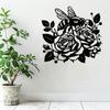 1pc Bee and Rose Metal Wall Art, Weather Resistant Iron Sculpture for Garden Patio Fence, Valentine Wedding Outdoor Decor