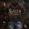 Dames Halloween V-hals T-shirt met Raglanmouwen, Casual Korte Mouw Tee Top