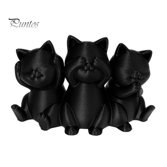 Minimalist Cat Ornaments Three Wise Cats Figurines, 3D Printed Statue for Desk Sturdy Shelf Decor Decor, Ancient Wisdom Ornament Home Office,