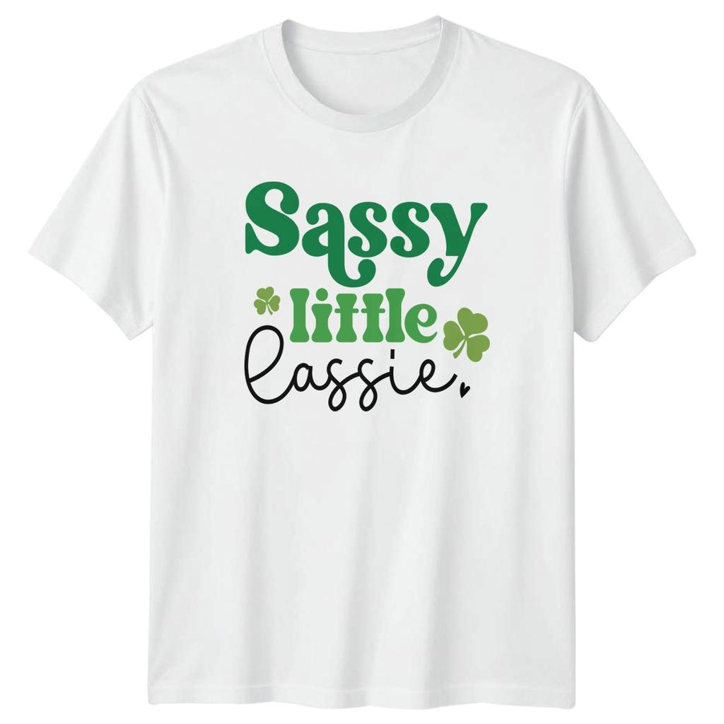 Sassy Little Lassie Unisexs TShirt Irish Shamrocks St Patricks Day