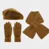 Women's 3-Piece Beret Scarf and Gloves Set, Warm Outdoor Casual Accessories for Cold