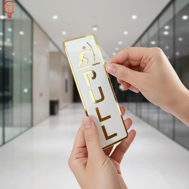 Push Pull Window Door Sticker Acrylic Adhesive Sliding Door Sign Easy Peel for Store Hotel Office Entry Direction Decor
