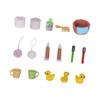Doll House Bathroom Set Shower Scene Accessories 1/12 Scale Miniature Funiture Craft Project Arrangement Decoration