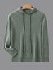 Men's Hooded 100% Pure Wool Sweater - Thick, Warm, Solid Color, Versatile Winter Knit.