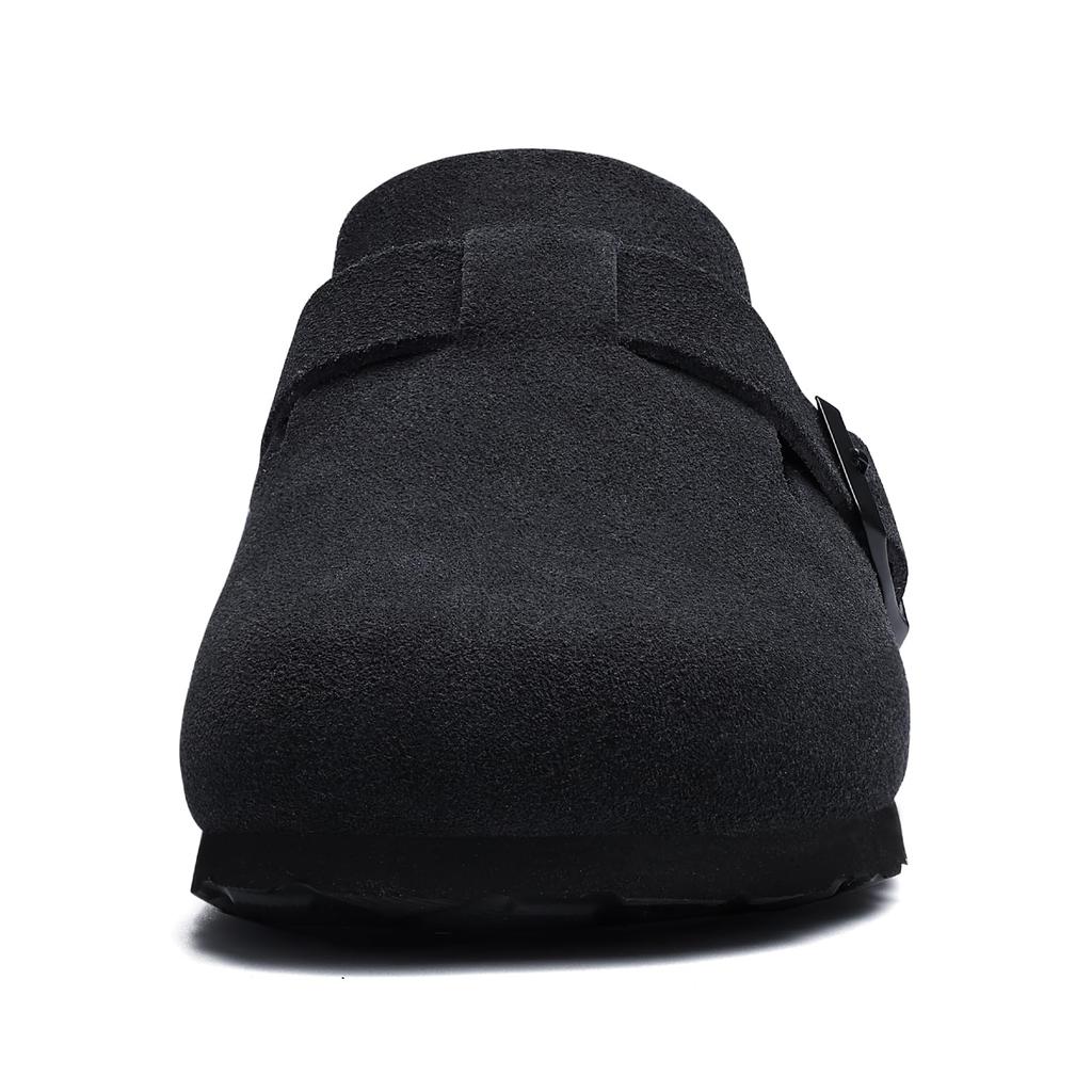 Fashion Smile PoP Women's Suede Clog Leather Mules Men Suede Clogs Shoes Arch Support Potato Shoes Comfort Cork Footbed Antiskid Slides